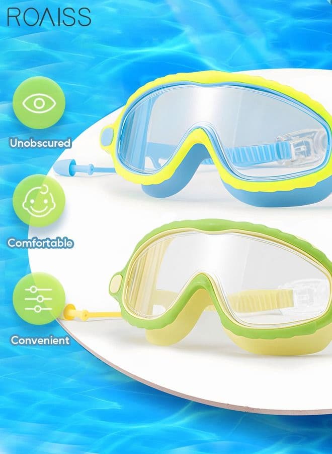 2 Pack Kids Swim Goggles for Child Teen Age 4-14 Kids Goggles for Swimming Adjustable Strap with Earplugs No Leaking Anti-Fog Waterproof