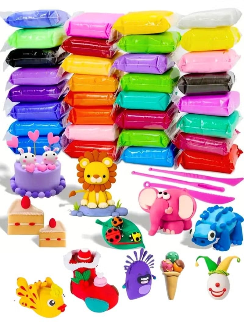 Air Dry Clay - 24 Colors Modeling Clay Set with 3 Sculpting Tools for Kids, Non-Toxic Soft DIY Craft Clay Kit for Children, Educational Plasticine Dough for Arts Crafts, School Projects, Creative Learning Toys for Boys & Girls