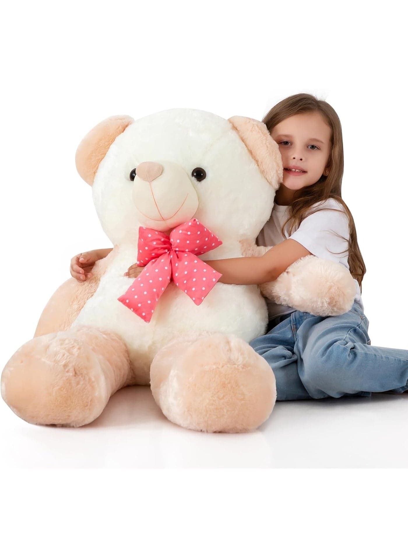 Big Teddy Bear Giant Stuffed Animal Big Plushies Large Stuffed Animals 3 Feet Stuffed Bear Huge Teddy Bear Plush Toy for Girlfriend Wife 100cm Apricot Halloween Christmas