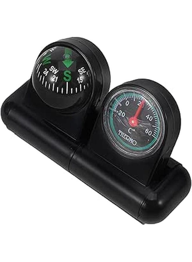 Green Dial Car Thermometer Compass Ball Dashboard Accessory With Temperature Monitoring