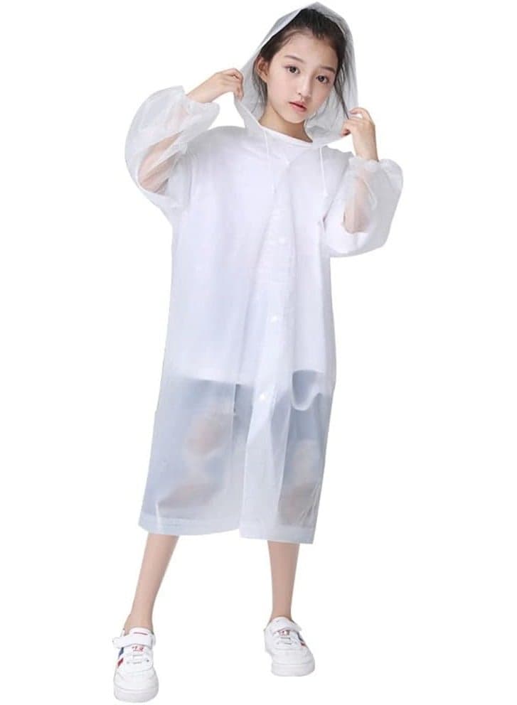Reusable Kids Raincoats,Rain Ponchos with Hood Drawstring, Lightweight Rain Coat Waterproof 115LX55CM