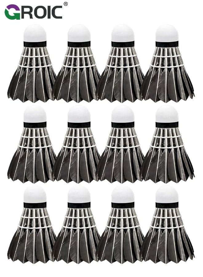 Goose Feather Badminton Shuttlecocks with Great Stability and Durability, High Speed ball, Pack of 12