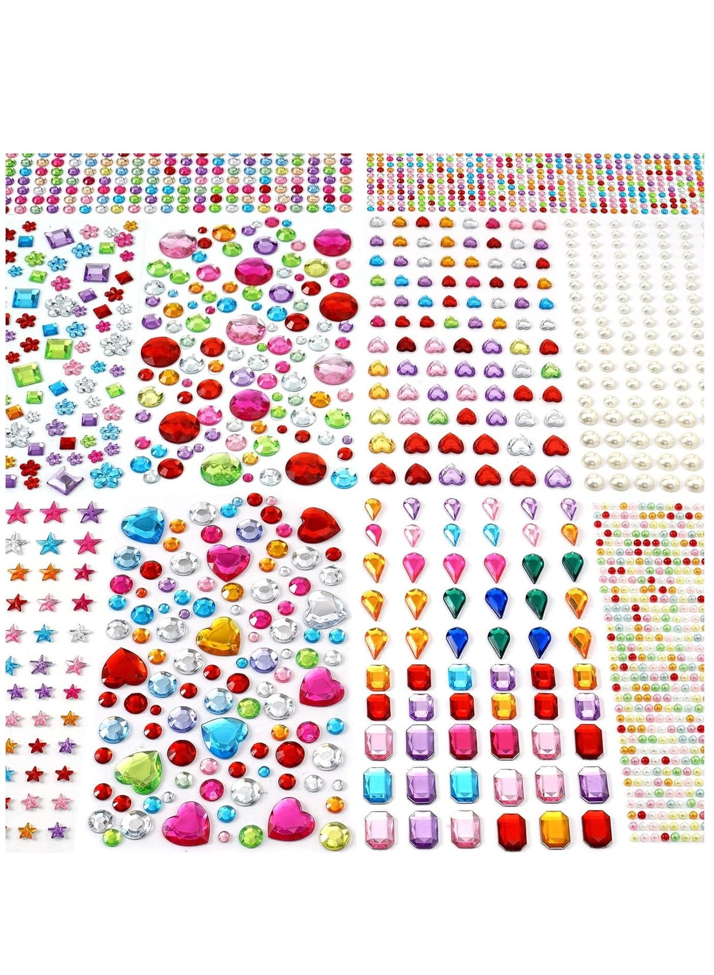 2774pcs Gem Stickers Jewels for Crafts - Self Adhesive Rhinestone Jewel Stickers, Stick on Gems Rhinestones for Crafts, Acrylic Bling Heart Stickers, Craft Supplies for Kids