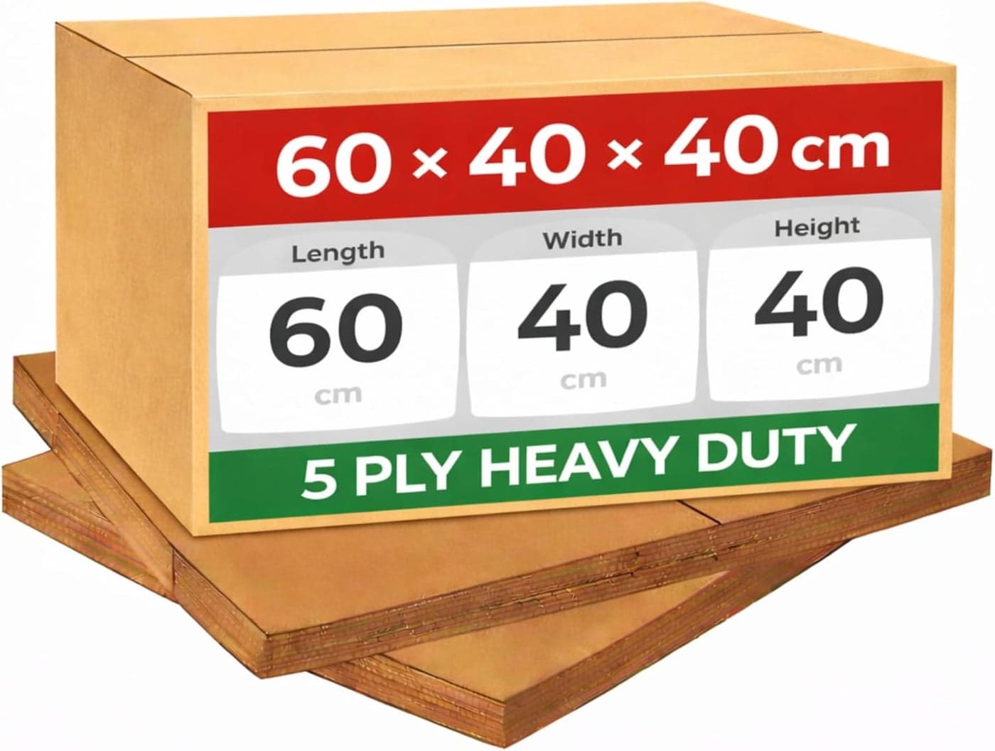 1 Pack 60×40×40 cm 5 Ply Heavy Duty Corrugated Cardboard Shipping Box