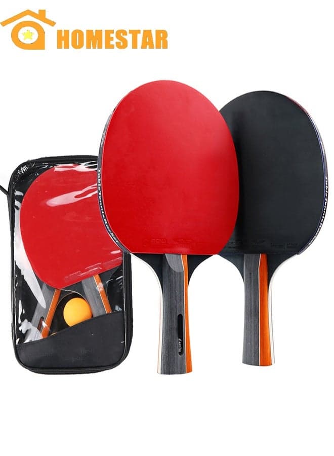 Table Tennis Racquets Set with Ping Pong Balls and Case, Portable Table Tennis Paddle Premium Rackets, Play Anywhere