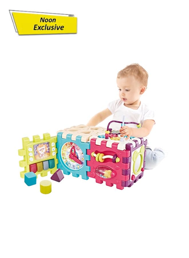 Play & Learn Activity Cube – 6-in-1 Educational Toy for Babies 10M+ | Musical Piano, Mirror, Shape Sorter, Gears, Clock & Beads | Interactive Sensory Cube for Toddlers