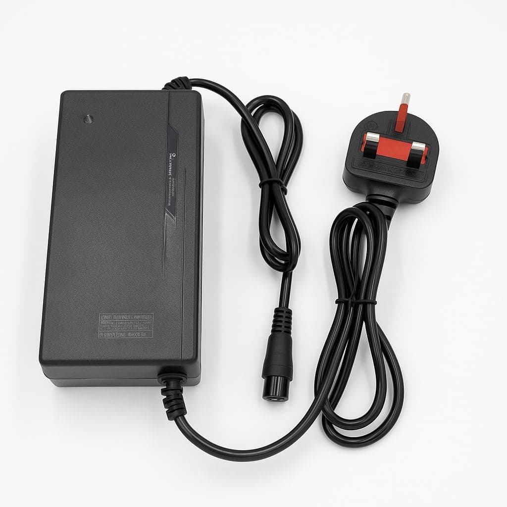 شاحن فوكوكابا® 672V2A لبطاريات الليثيوم الخاصة بالسكوترات والدراجات الكهربائية | خرج DC 67.2V بقدرة قصوى 150W ومع 220V 50Hz | شاحن ذكي سريع مزوّد بموصل ثلاثي (3-Pin) وحماية متعددة لحزمة بطارية ليثيوم 60V