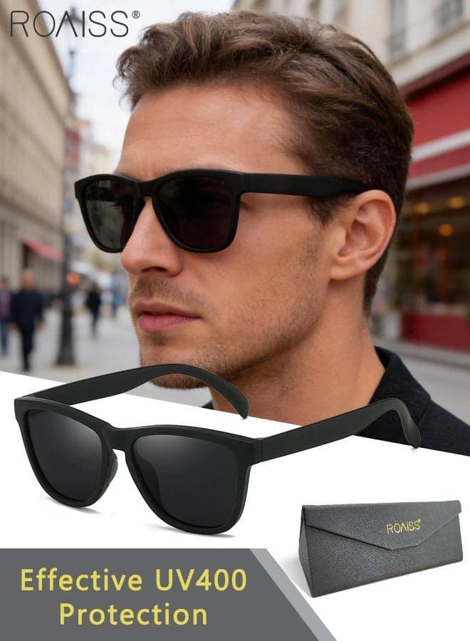 Men's Polarized Square Sunglasses, Outdoor Cycling and Driving Sun Glasses, UV400 Protection, Retro Anti-glare Sun Shades for Golf, Fishing, Bicycle, Hiking