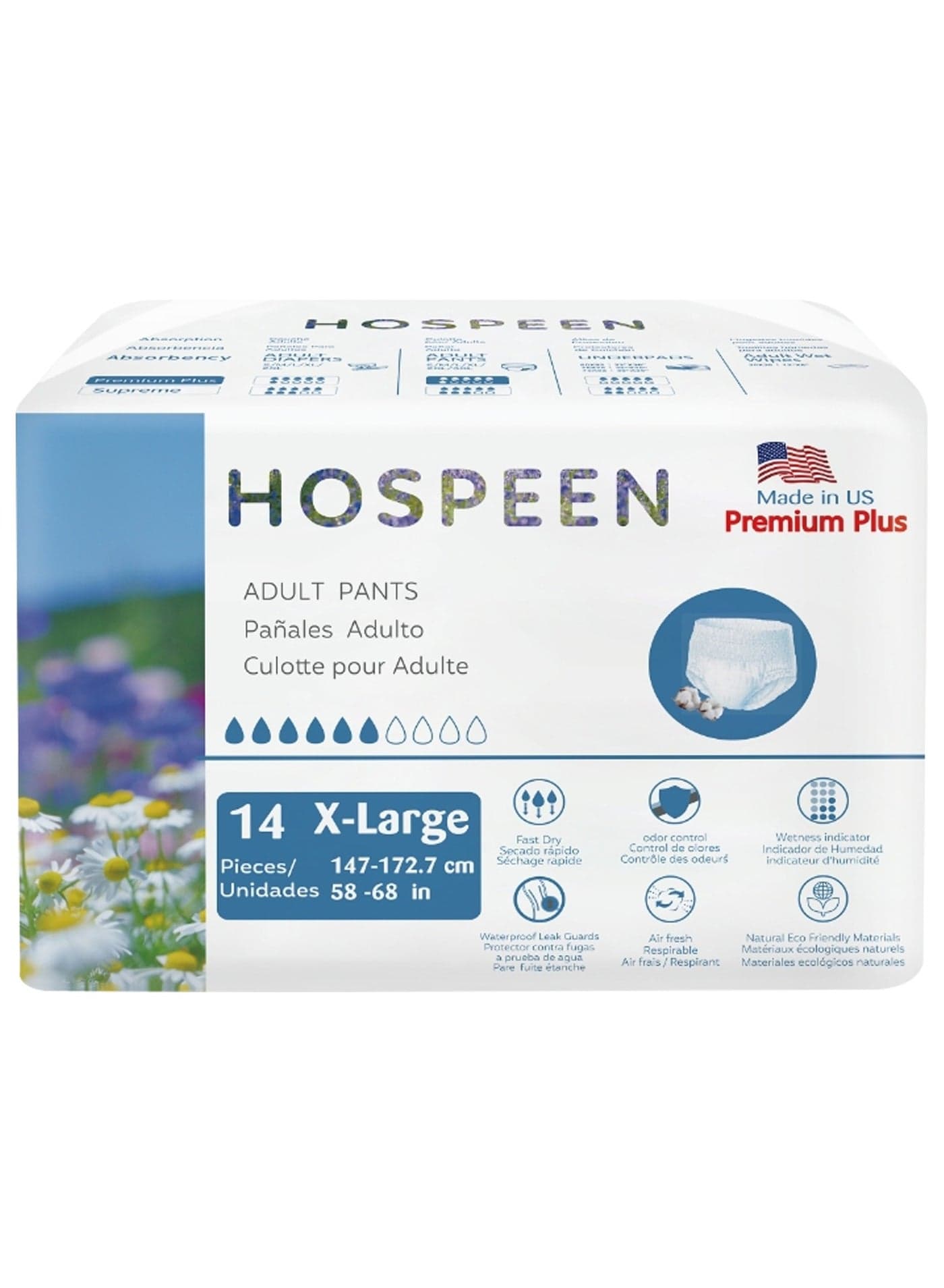 Nateen Hospeen Premium Overnight Adult Diapers,Disposable Period Pants for Women, Postpartum Underwear, Adult pull ups for Light Incontinence, Size XL/XXL,Waist Size 147-172cm, (14 Count)