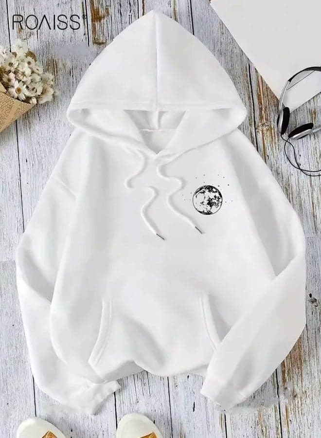 Women's Classic Long Sleeved Hoodie Versatile Pullover with Drawstring Hood and Kangaroo Pocket Casual Wear Street Style Light Outdoor Activities