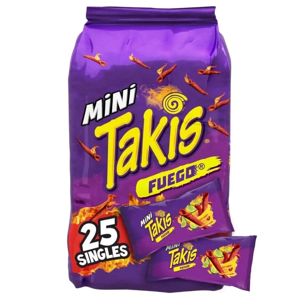 Takis Mini Fuego Bite Size Hot Chilli Pepper and Lime Flavored Tortilla Chips- 25pcs