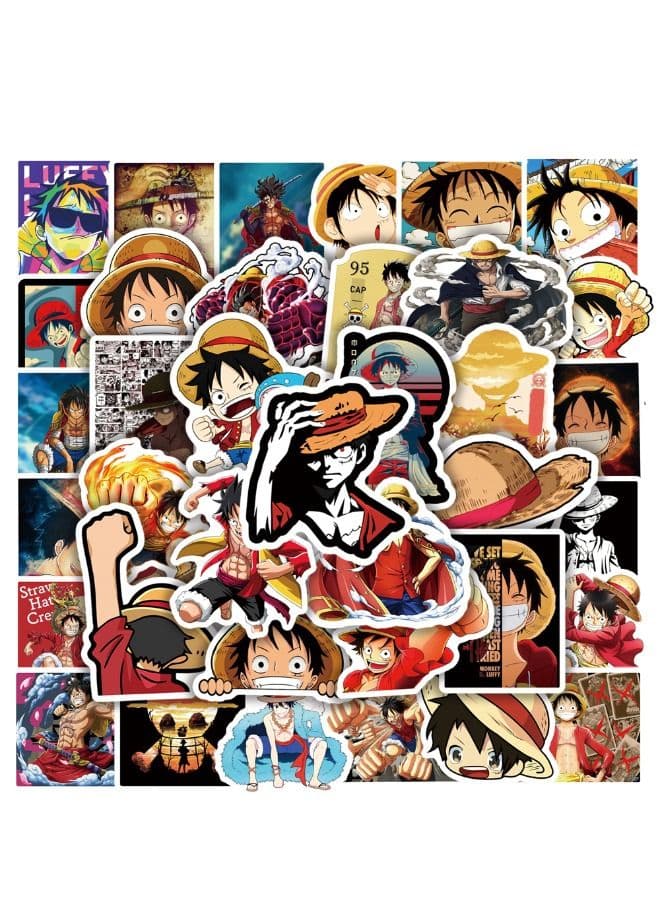 50-Piece Anime One Piece Monkey D Luffyy Cartoon Waterproof Sticker Set