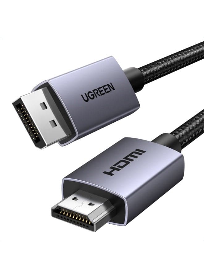 4K DisplayPort to HDMI Cable 1M, Supports 4K@30Hz, 2K@60Hz, 1080p@240Hz, Active DP to HDMI Braided Cable, Compatible for Graphics/SAMSUNG/Desktop/PC/EPSON/Sony