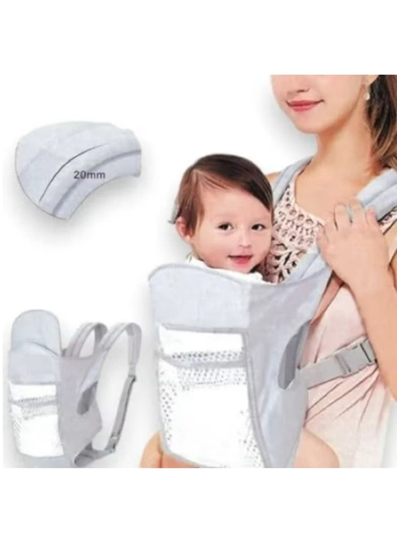 4-in-1 Baby Carrier Newborn to Toddler, Soft Baby Wrap Carrier for Newborn, Shoulder Strap Grid Breathable Infant Sling, Toddler Carrier Baby Wraps Carrier for Girls and Boys 0-36 Months, 0-15kg, One Size Fits All (Noble Grey)