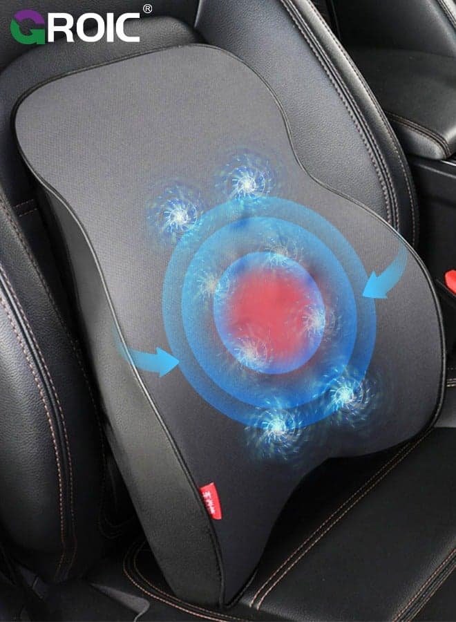 Car Seat Massage with Massage Function, Electric Back Lumbar Support Massage Pillow for Car, Memory Foam Design for Enhanced Comfort and Pain Relief - Ergonomic Support for Long Drives