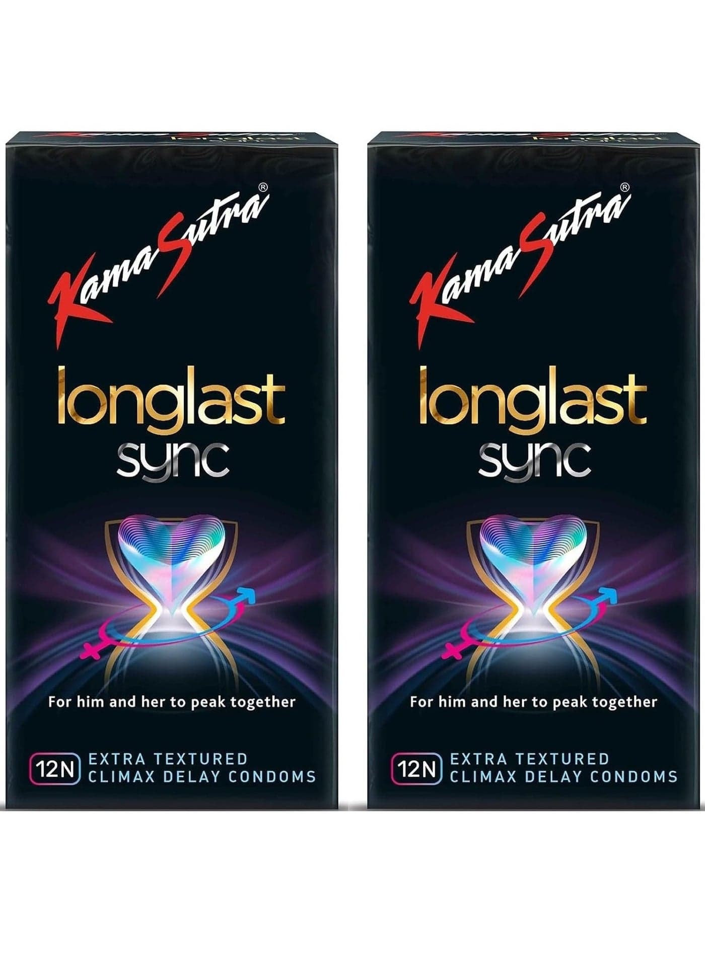 LongLast Sync Condom for Men | Multi Textured | Dotted | Ribbed | Contoured |12N x 2