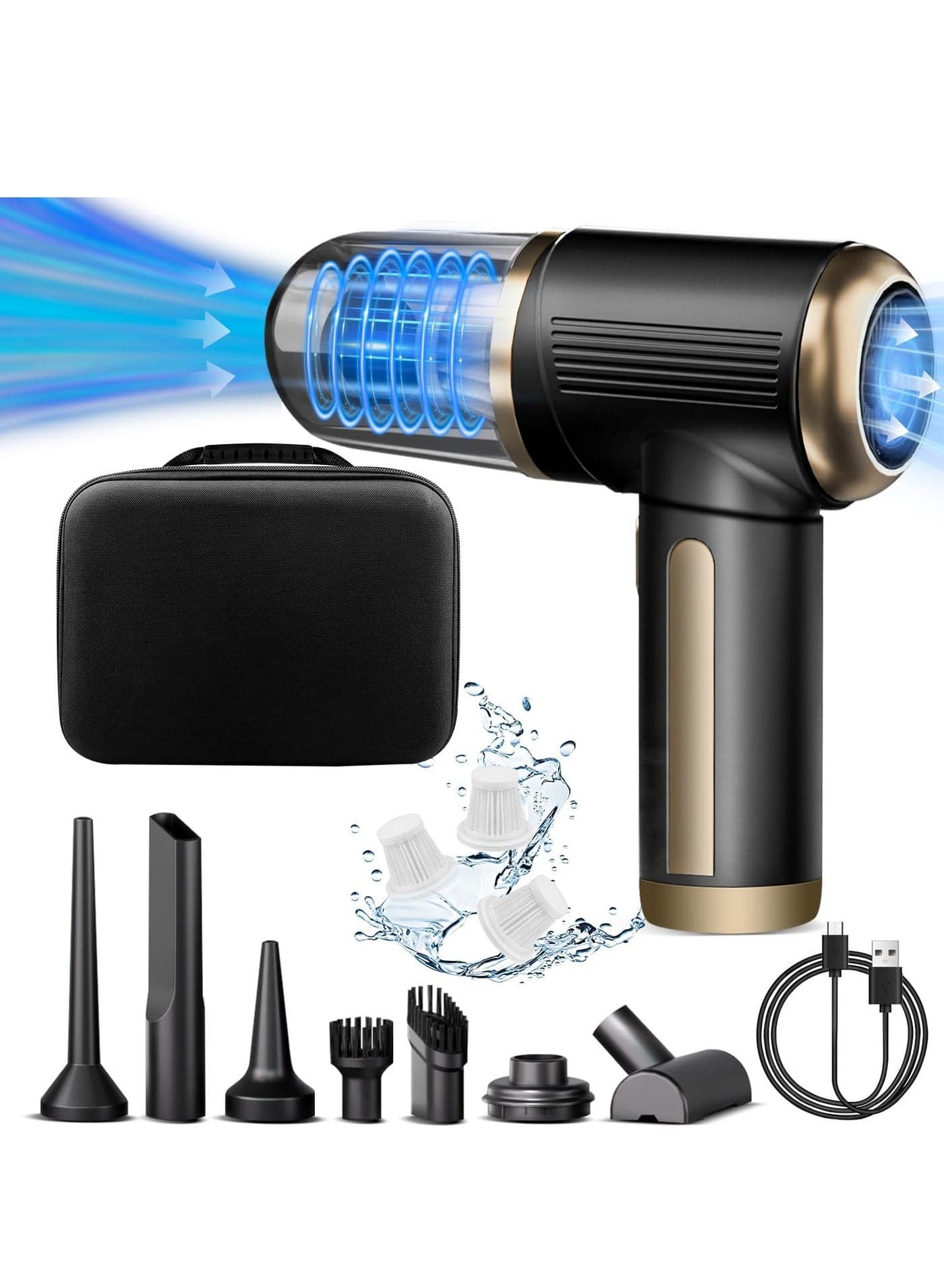 Car Vacuum Portable Cordless Vacuum Cleaner,14000Pa Suction Power,4-in-1 Handheld Vacuum Cleaner,Rechargeable Dust Collector Hand Vacuum Cleaner,For Car Interior,Home,Pet Hair,Camping