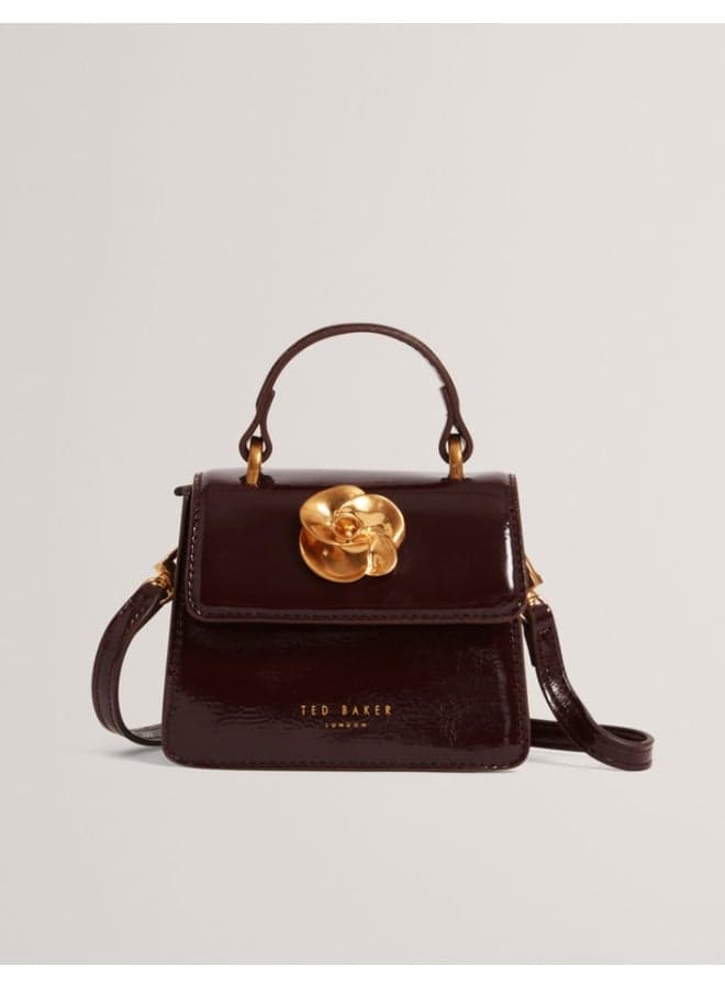 Rose Detail Square Mini Top Handle Bag