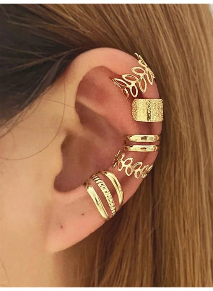 5-Piece Adjustable Clip-On Earring Set – Non-Pierced Ear Friendly – Vintage Fashion for Women & Girls