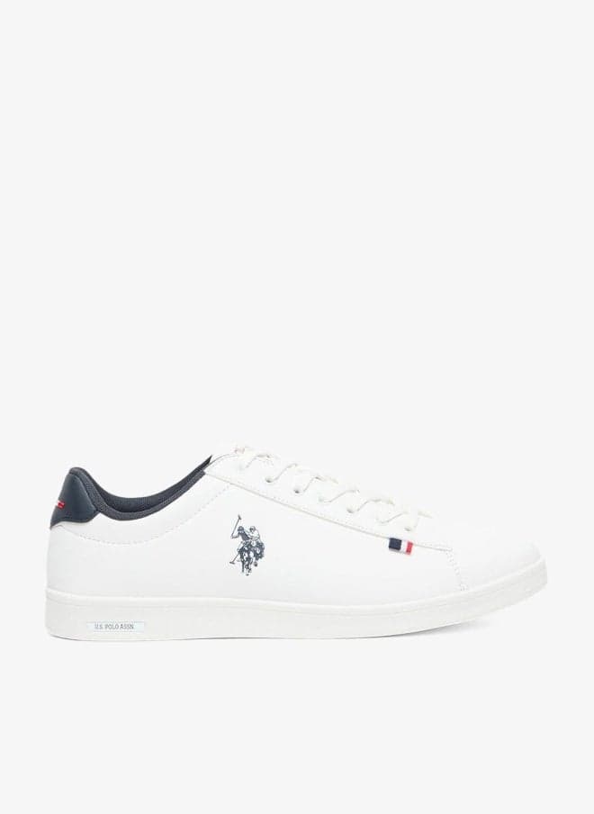 Men's White Low-Top Sneakers - Lightweight Shoes Lace-Up Style, Comfortable Casual Footwear