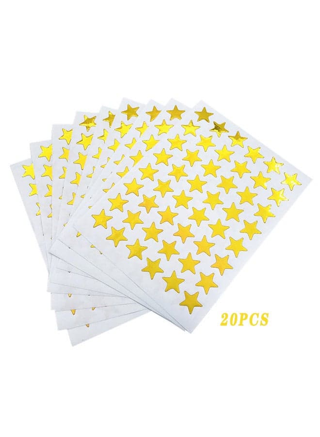 Star Stickers, Self-Adhesive Star Reward Stickers for Children, Star Stickers For Reward Chart - Merit - Charts For Children And Teachers (Gold, 20 Sheets 960Counts )