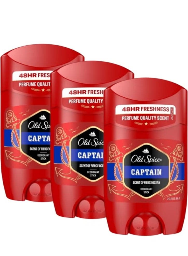 Captain Deodorant Stick For Men, 3 x 50 ml