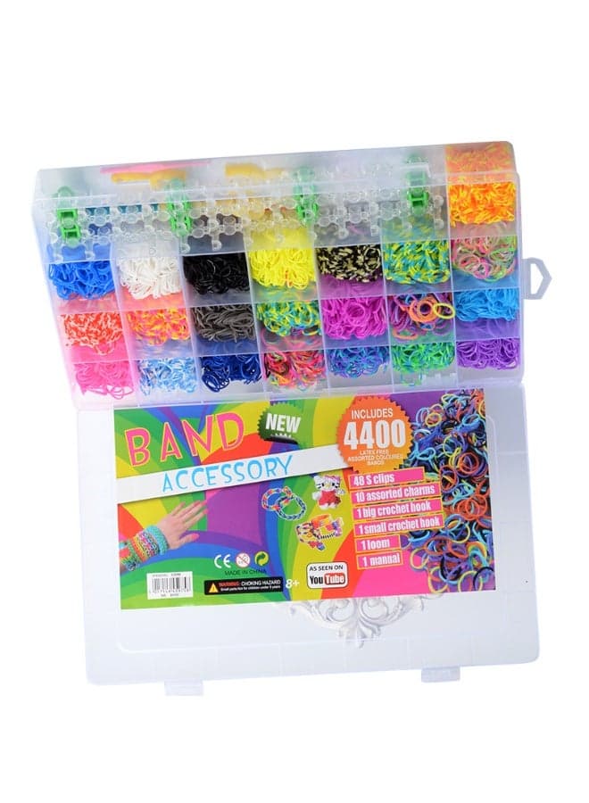 28 Grid 4,400+ Loom Bands Kit – DIY Rubber Band Weaving Set with 28 Colors, Charms, Clips, Hooks & Storage Box – Creative Arts & Crafts Jewelry Craft Kit Gift for Kids Age 7–14