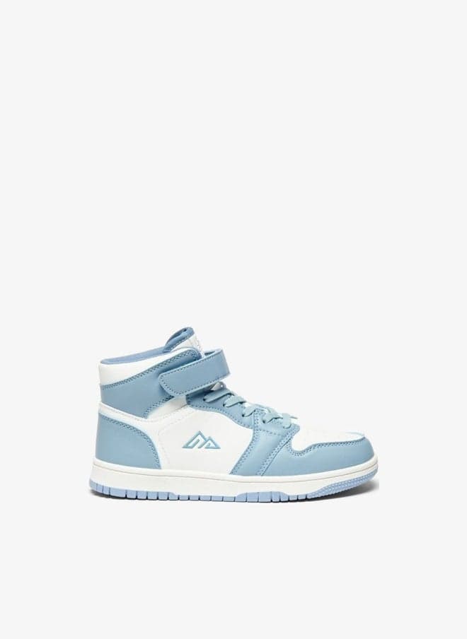 Girls Panelled High-Top Sports Shoes With Hook And Loop Closure