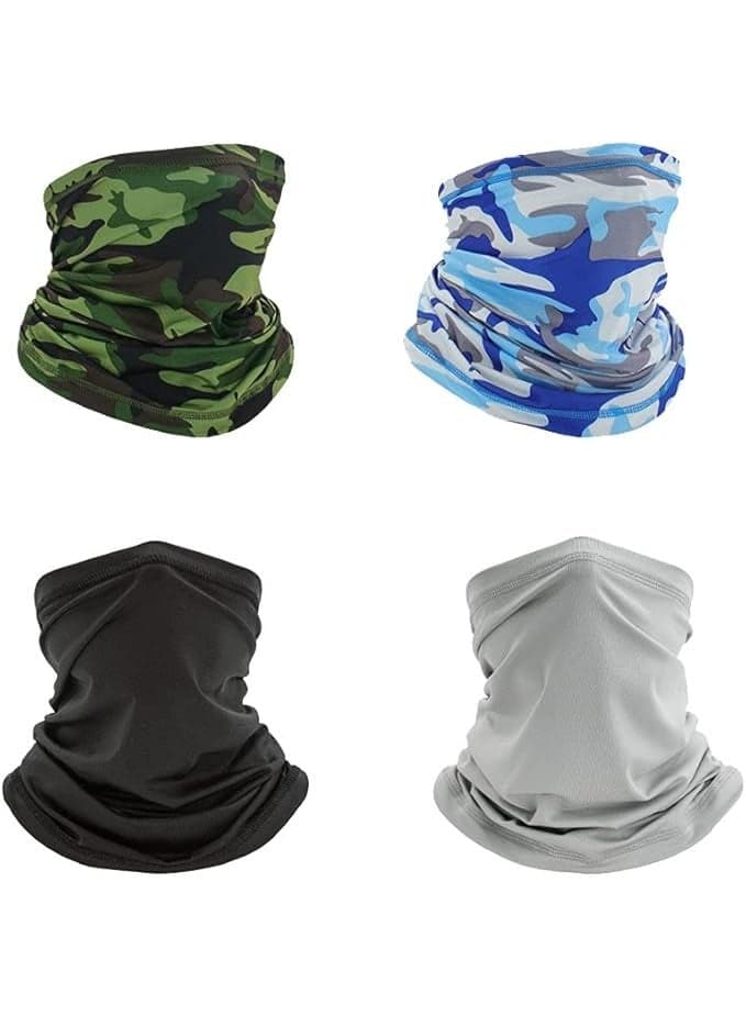 4Pcs Neck Gaiter Face Mask Cover Scarf Cool Lightweight Breathable Dust UV Sun Protection Windproof Bandana Balaclava for Men Women Fishing Hiking Running Cycling Outdoor Sports