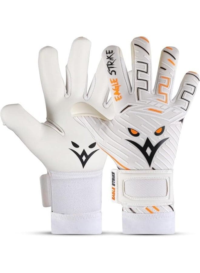 EAGLE STRIKE Professional Goalkeeper Gloves | Latex Palm Soccer Goalie Gloves with Finger Save & Wrist Support | for Adult, Youth & Junior - Ideal for Football Training & Matches