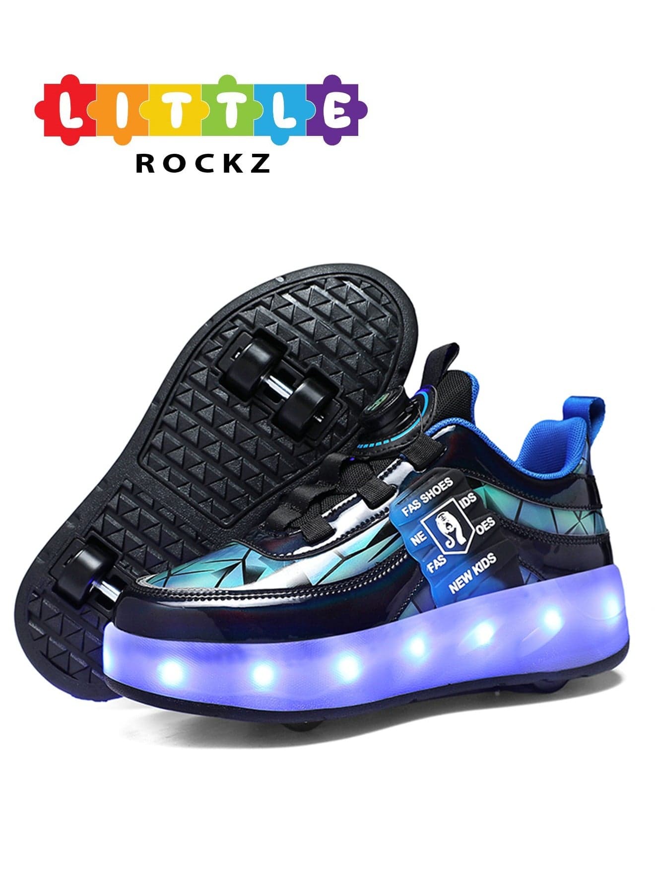 Double Wheel LED Flash Light Fashion Shiny Sneaker Skate Heelys Shoes With Lightning Sole