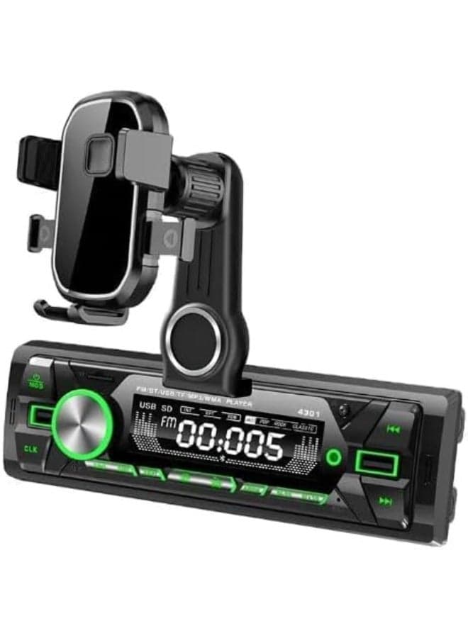 Car MP3 Player with Phone Mount, Digital Display, USB Compatible, TF Card Support, Universal Vehicle Audio System
