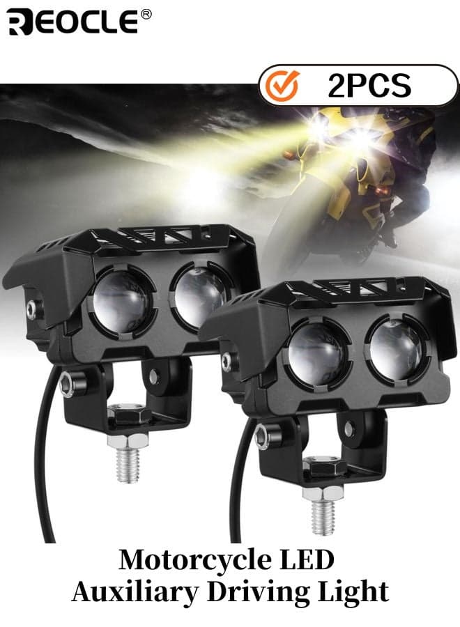 2PCS Motorcycle LED Auxiliary Driving Light 3D Series IP65 Waterproof Fog Lights Off Road Spot Lights for Motorcycle ATV UTV Lighting No Strobe for Night Riding and Adventure