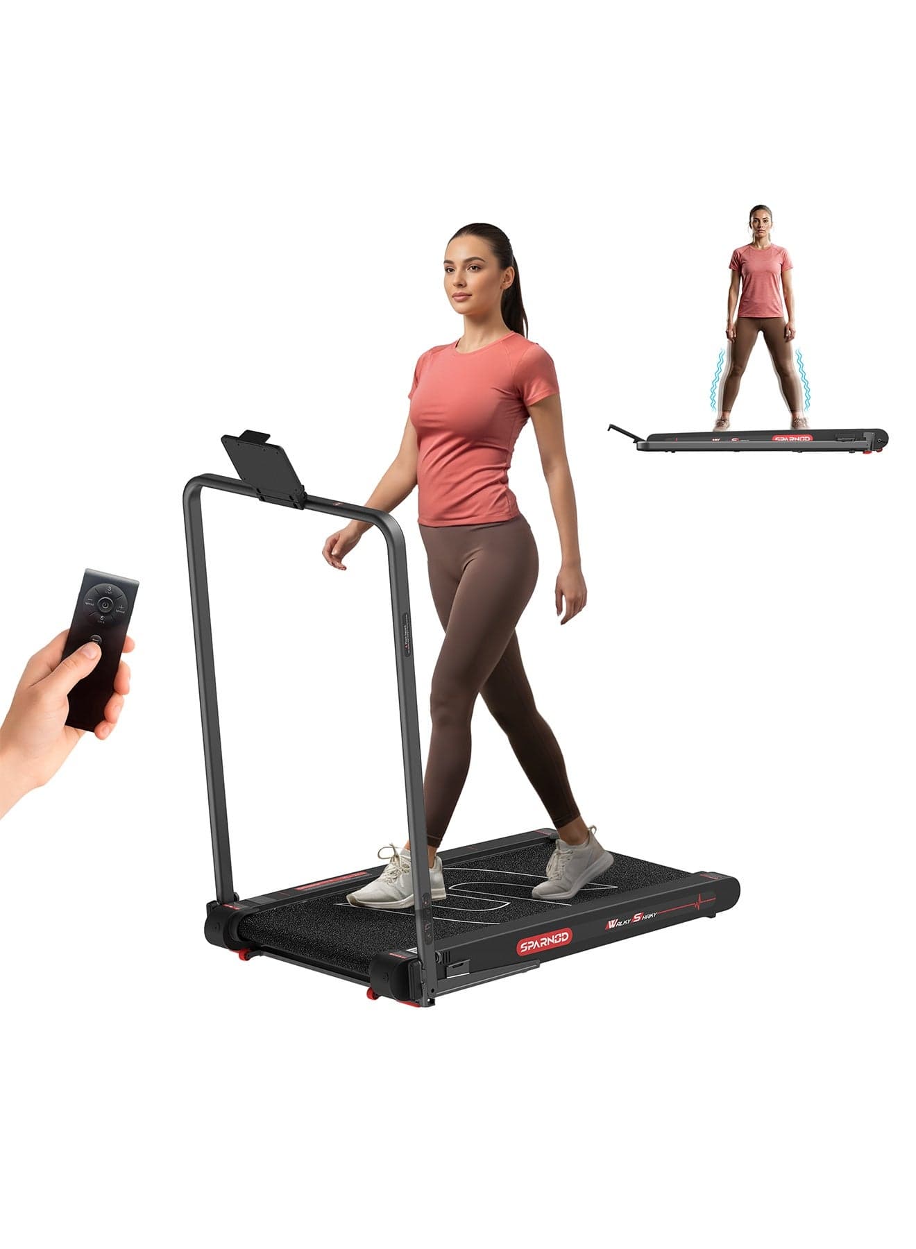 WakyShaky Plus Walking Pad Treadmill for Home Use– 3HP Motor, 3-6 km/h, Foldable, LED Display, 4 Vibration Modes, 900x390mm Running Surface, Remote Control & Phone/Tablet Holder 150kg Capacity