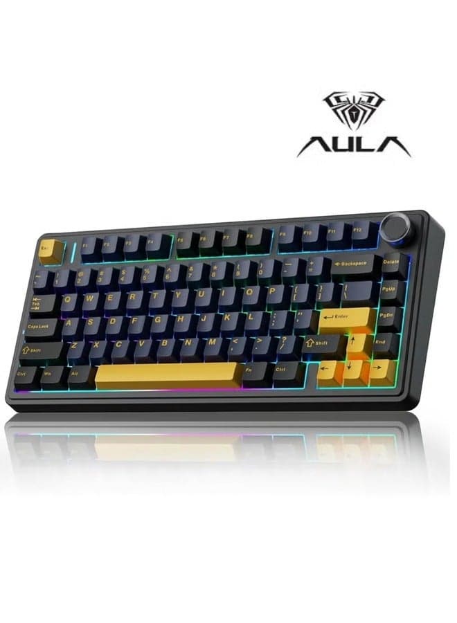 F75 75% Gaming Keyboard,Wireless Mechanical Keyboard, Hot Swappable Creamy Keyboard, Pre-lubed Greywood Switches RGB Backlit Gaming Keyboards, 3Modes (2.4GHz/Type-C/BT5.0),Black