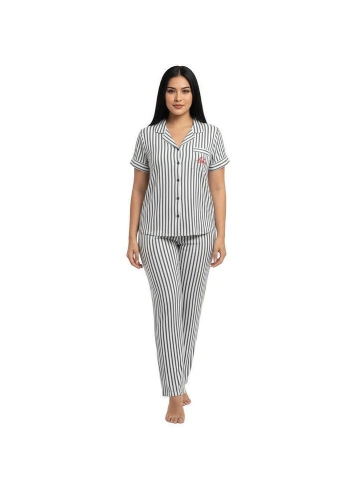 JOANNA 292357 Women Pajama Set Nightwear Sleepwear Loungewear Night Suit Soft Breathable Comfortable Relaxed Fit Daily Home Wear Stylish Cozy Sleep Set for Women Indoor Lounge Outfit