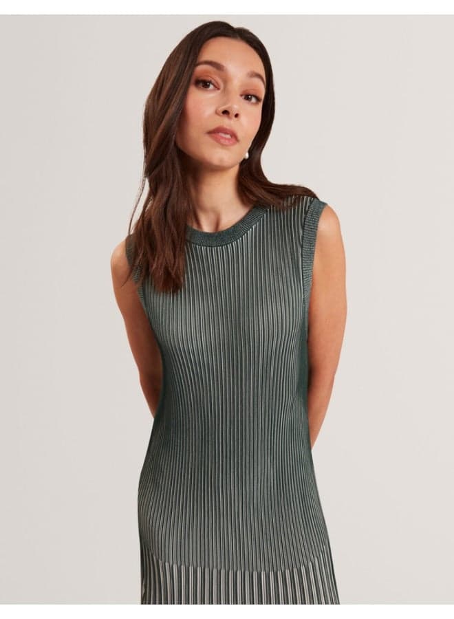 Textured Stripe Knit Midi Dress