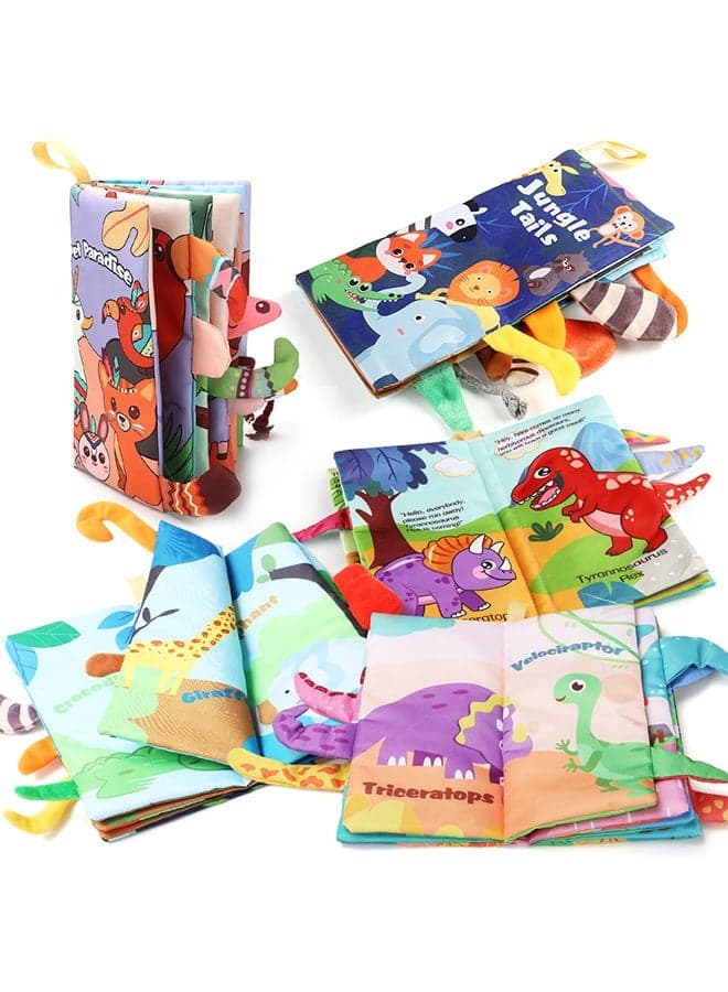 HOOPZOZA 2Pcs High Contrast Cloth Baby Books 0-18 Months Interactive Sensory Baby Toys Infant Animal Busy Book Educational Travel Toys Book Airplane/Road Newborn Development Gift