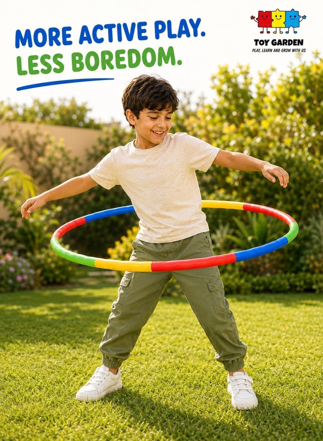 Kids Adjustable Hula Hoop – 79cm Detachable Exercise Ring, Colorful Snap-Together Fitness Toy for Boys & Girls, Indoor & Outdoor Sports Play