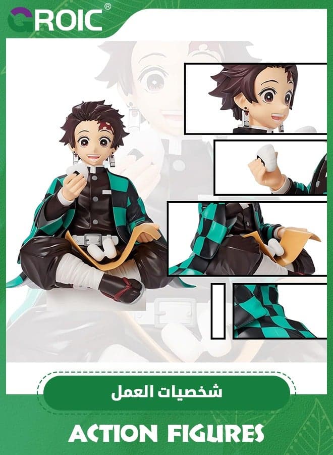 Demon Slayer - Onigiri Tanjiro, Kamado Tanjirou Figure Ghost Slayer Figure Eat Rice Balls Series Action Figure Toys Desktop Decoration Gift Anime Fan Collection(Onigiri Tanjiro)