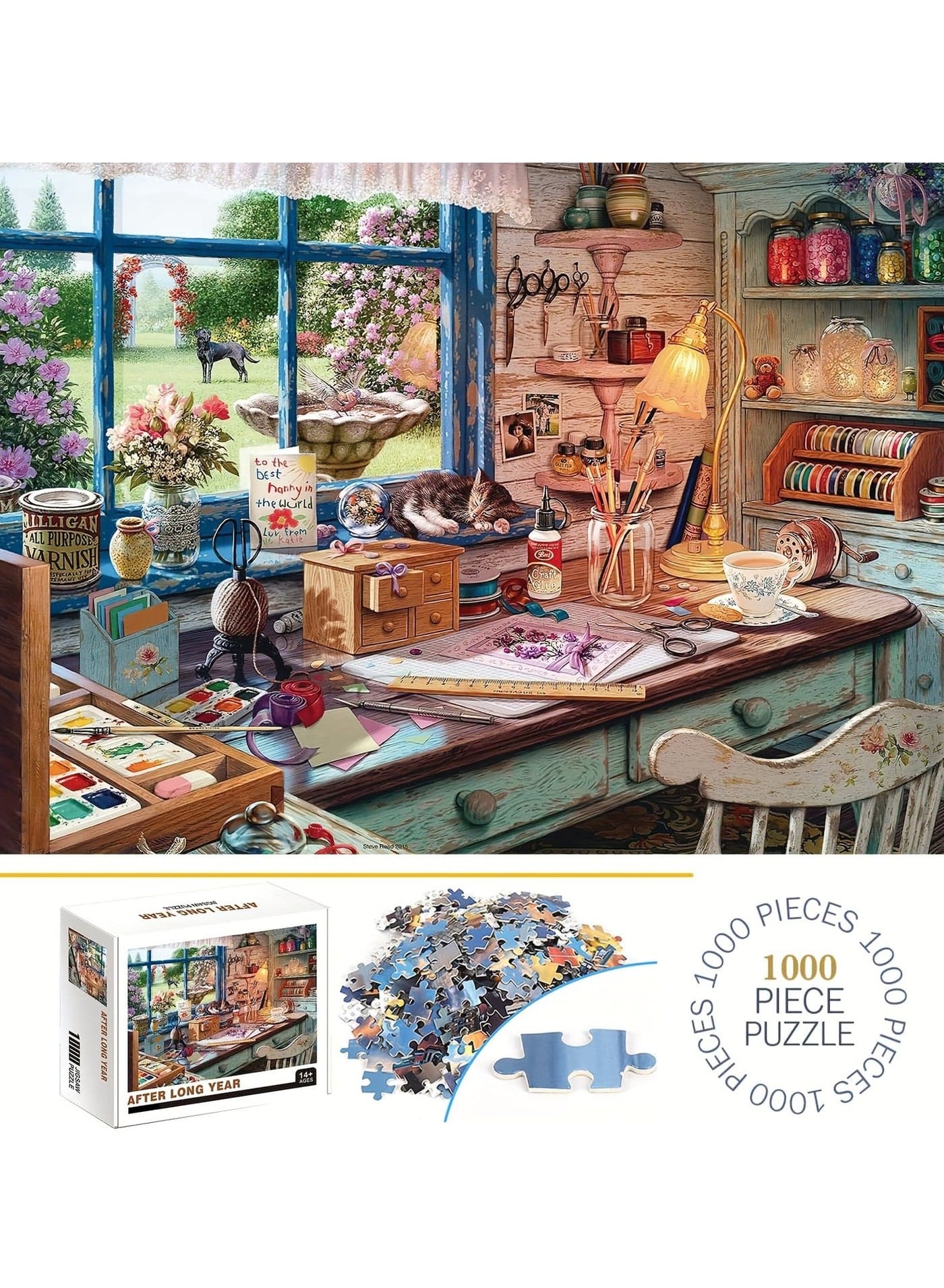 1000-Piece Large Jigsaw Puzzle – 70x50cm White Art Puzzle for Home & Café Décor, Stress Relief & Brain Training, Water-Resistant & Scratch-Resistant, Perfect Gift for Christmas, New Year, Thanksgiving, Easter & Family Gatherings
