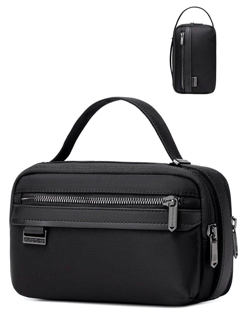 Casual Lightweight Clutch Bag, Durable Travel Phone Wallet Shaver Handbag for Men, Black