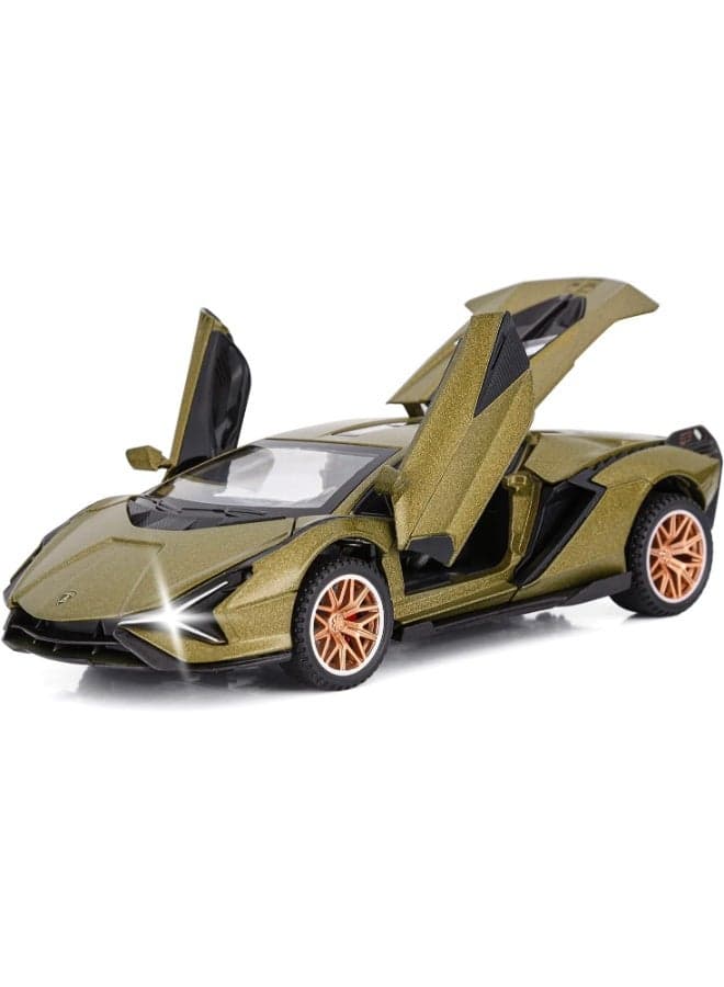 Simulation of Lamborghini Sian FKP37 Metal Model Car with Light and Sound Pull Back Toy Car for Boys Age 3 + Year Old