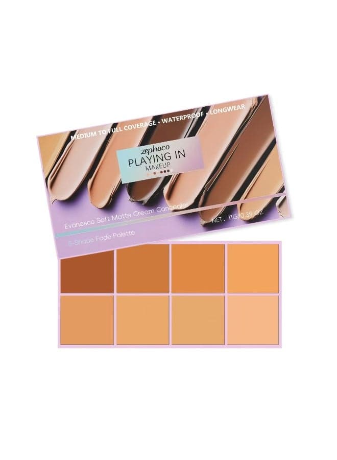 Soft Matte Cream Concealer, 8 Tone Palette with Brush, Applicator, Waterproof, Full Coverage for Blemishes and Covers Stains, Long-Lasting Moisturizer, Lightweight (Medium Color)