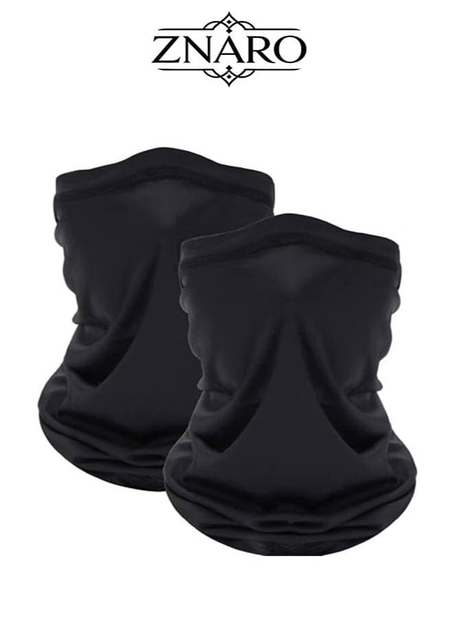 2 Pack Neck Gaiter Ice Silk Cooling Face Cover Breathable UV Protection Headwear Bandana Scarf for Outdoor Driving Cycling Unisex (Black)