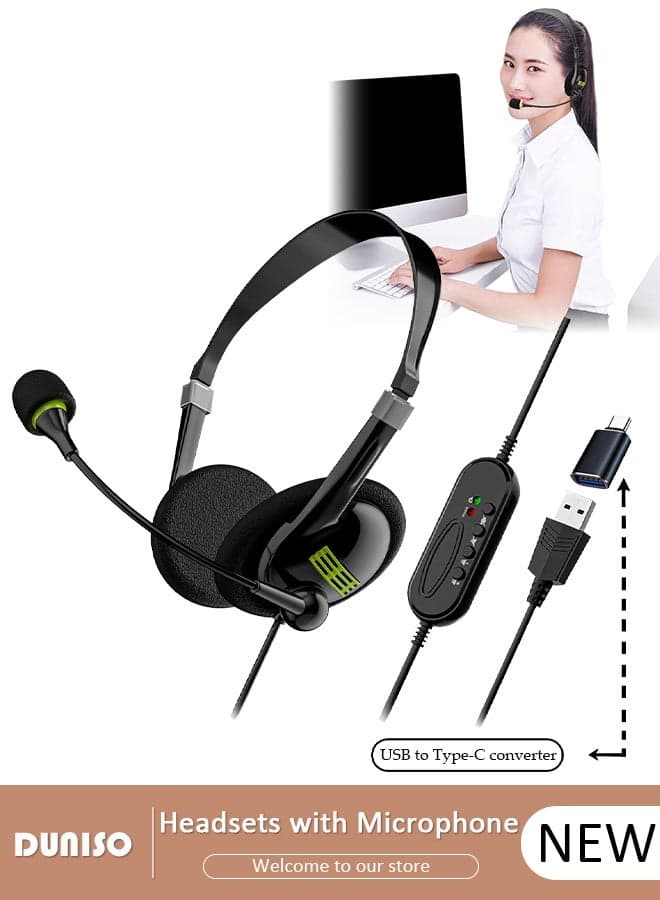 Call Center Headset Corded Business Headphone with Stable Unilateral Earhook Classical Fashion Lightweight Comfortable USB Headset with Microphone Wired Customer Service Headphone for Home Call Center Telemarketing Portable Business Headset for Offices, Insurance, Customer
