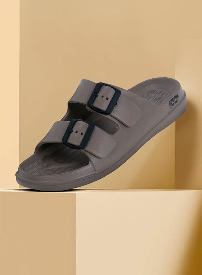 Comfort Slides for Men | Soft Cushion Double Strap Casual Sandals Anti Slip | Doctor Extra Soft D-505