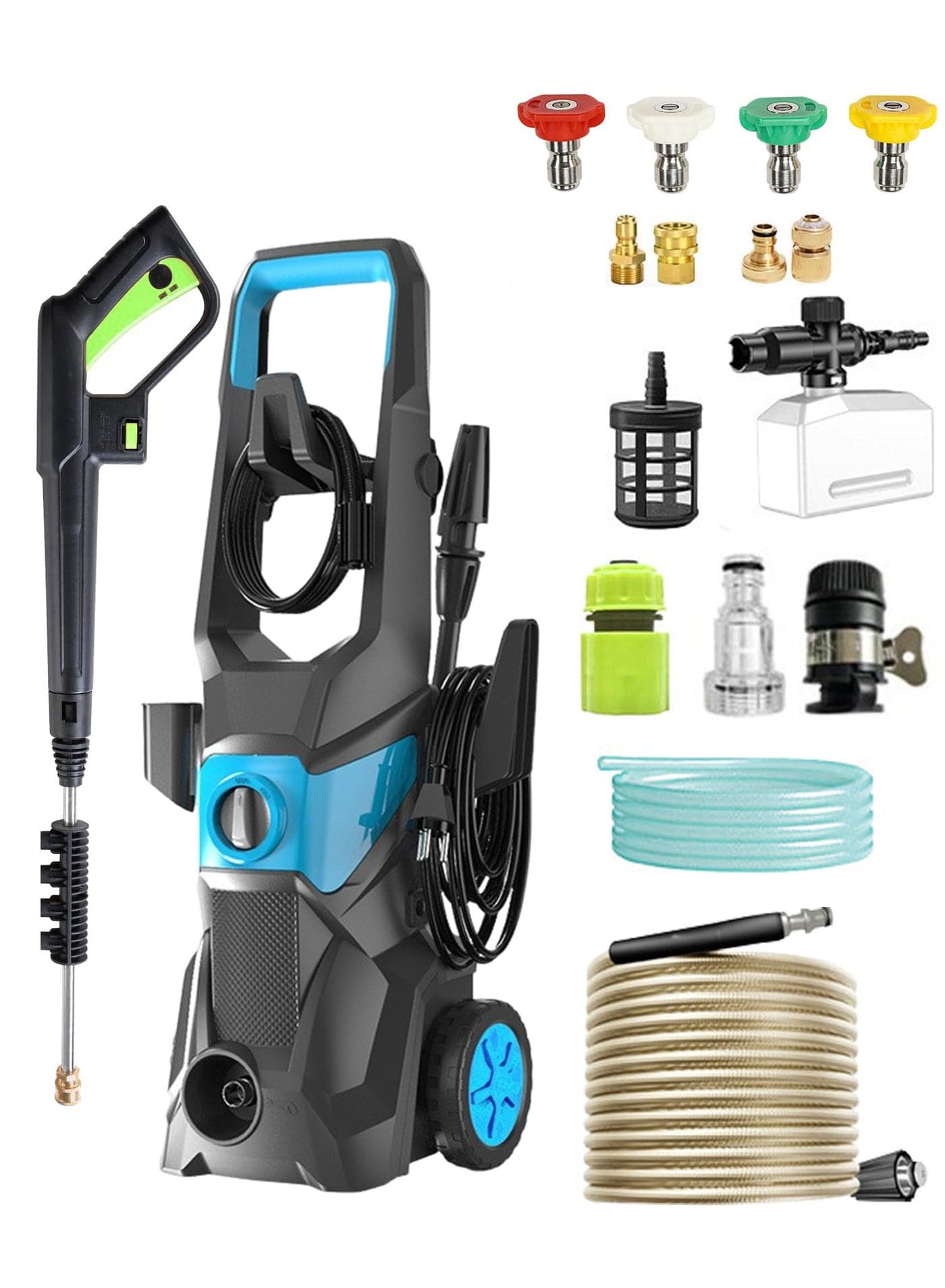 Electric Pressure Washer, Foam Cannon, 4 Different Pressure Tips, 23.3M, High Pressure Water Power Washer, 3600 PSI 2.5 GPM ,9L/min , for Car, House, Patio, Deck, Fence, Driveways,Blue