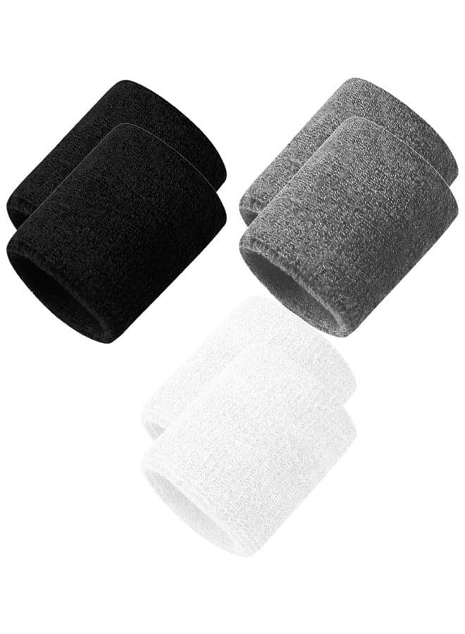 6 Pack Sweatbands Sports Wristband Cotton Sweat Band For Men Women, Good Tennis, Basketball, Running, Gym, Working Out