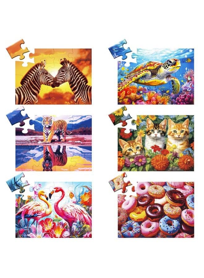 6 Packs 16 Piece Large Piece Jigsaw Puzzle Dementia Alzheimer's Products and Activities for Elderly Seniors Gift Easy Puzzle, Alzheimer's Puzzles Memory Cognitive Games with 6 Storage Bags